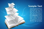 Book with Flying Pages and Sample Text